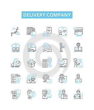 Delivery company vector line icons set. Delivery, Company, Courier, Shipping, Logistics, Trucking, Parcel illustration