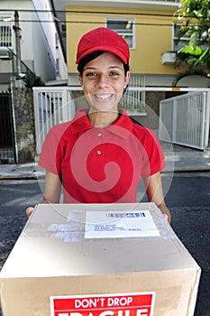 Delivery courier delivering package