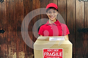 Delivery courier with package