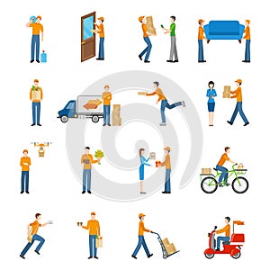 Delivery Courier People Icons Set