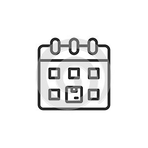 Delivery date, icon in line design. Delivery, date, shipping, expected, arrival, timeline, schedule on white background