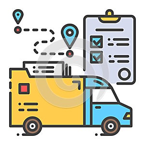Delivery document color line icon. Freight transport sign. Express shipping. Sign for web page, app. UI UX GUI design element.