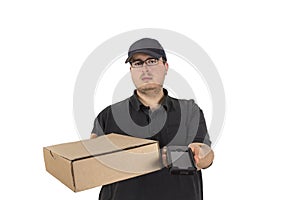 Delivery driver asks customer to sign