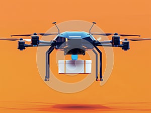 Delivery Drone in Flight with Package