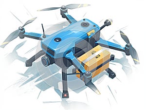 Delivery Drone in Flight with Package