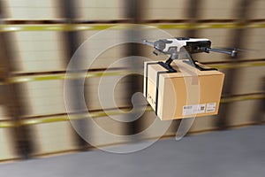 Delivery drone in warehouse