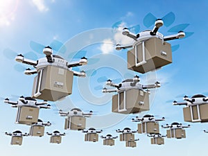 Delivery drones flying img