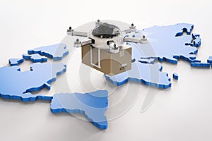 Delivery drones on world map