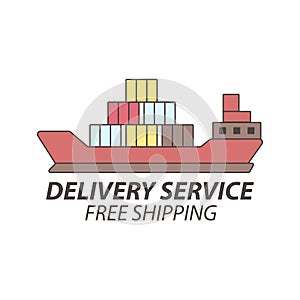 Delivery or shipping service vector ship cargo icon
