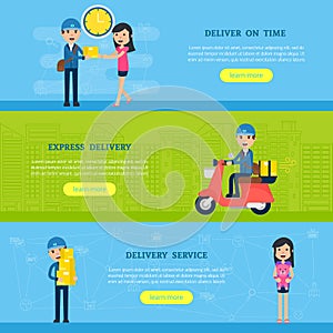 Delivery Flat Horizontal Banners