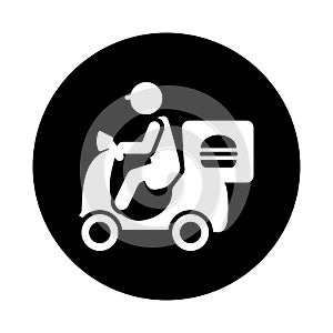 Delivery, food, rider, worker icon. Black vector sketch