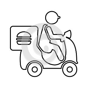 Delivery, food, rider, worker outline icon. Line vector design