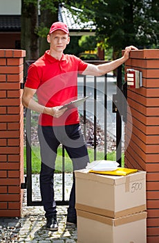 Delivery guy waiting for customer