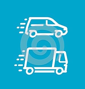 Delivery icon. Freight transportation, moving logo or symbol. Vector illustration