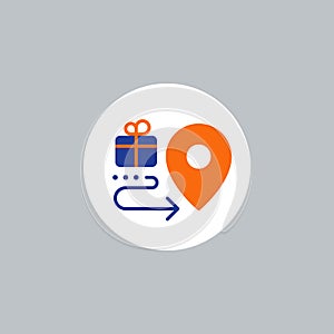 Delivery icon, order shipping, distribution services, relocation concept