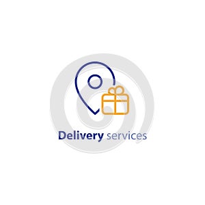 Delivery icon, order shipping, distribution services, relocation concept
