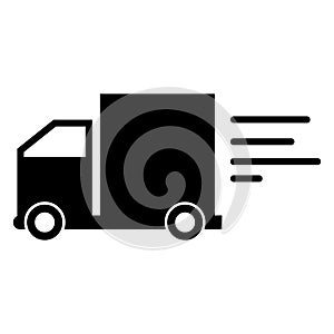 Delivery icon vector silhouette shipping truck isolated on white background illustration