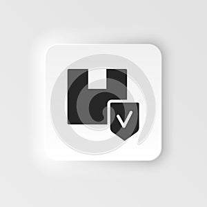 Delivery, insurance, package, shield icon - Vector. Insurance neumorphic style vector icon.