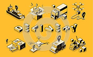 Delivery isometric projection vector concept