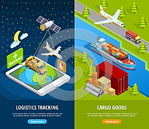 Delivery Isometric Vertical Banners