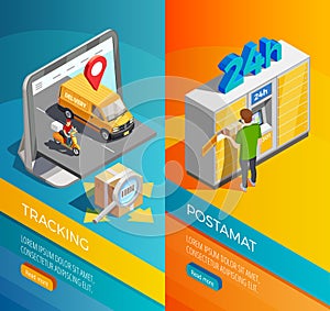 Delivery Isometric Vertical Banners
