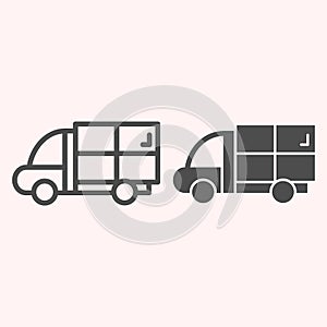 Delivery line and glyph icon. Cargo shipping car. Postal service vector design concept, outline style pictogram on white