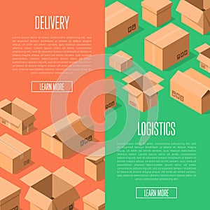 Delivery logistics advertising with packing boxes