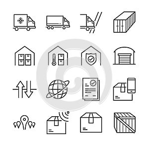 Delivery and logistics line icon set 3