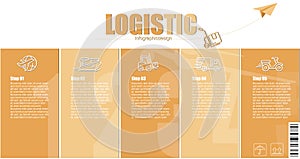 Delivery and Logistics Related Line Infographic Design stock illustration Freight Transportation, Delivering, Infographic