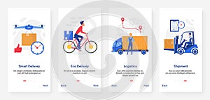 Delivery logistics, shipment technology by various transport mobile app set