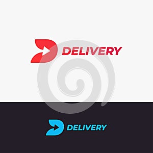 Delivery logo design. Letter D with arrow