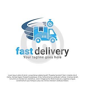 Delivery logo icon design concept template. Fast delivery vector illustration isolated on white background. Truck in motion logo