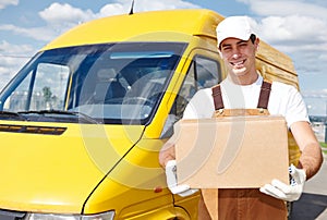 Delivery man with box