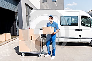 Delivery man with box