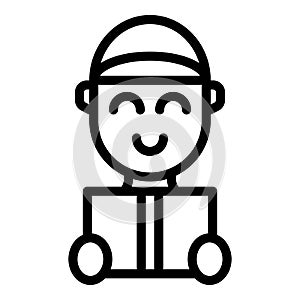 Delivery man box icon outline vector. Relocation service