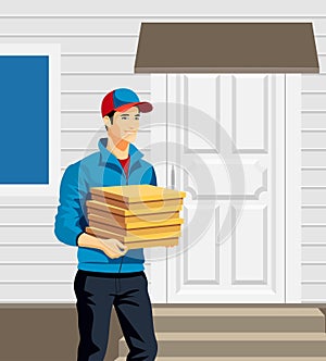 delivery man courier flat vector illustration