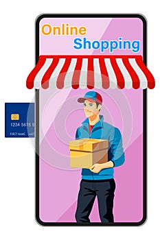 delivery man courier flat vector illustration