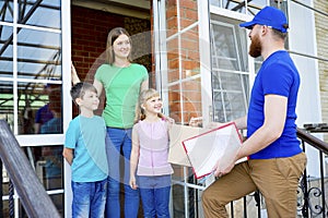 Delivery man delivering boxes
