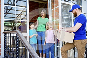 Delivery man delivering boxes