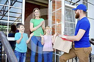 Delivery man delivering boxes