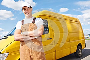 Delivery man with distribution van