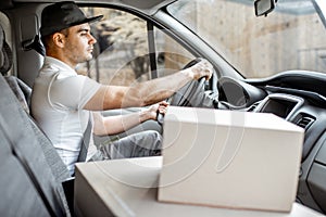 Driver delivering goods by vehicle