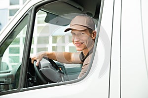 Delivery Man Driving Van