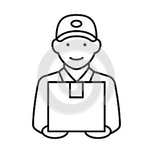 Delivery man holding box icon, Business delivery express service symbol