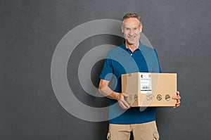 Delivery man holding package