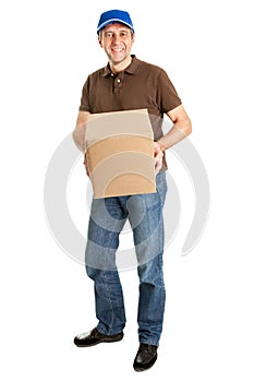 Delivery man holding package box