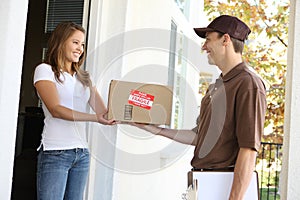 Delivery Man with Package photo