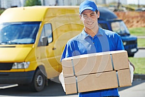 Delivery man with parcel box