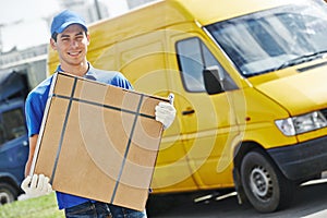 Delivery man with parcel box