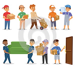 Delivery man vector set.